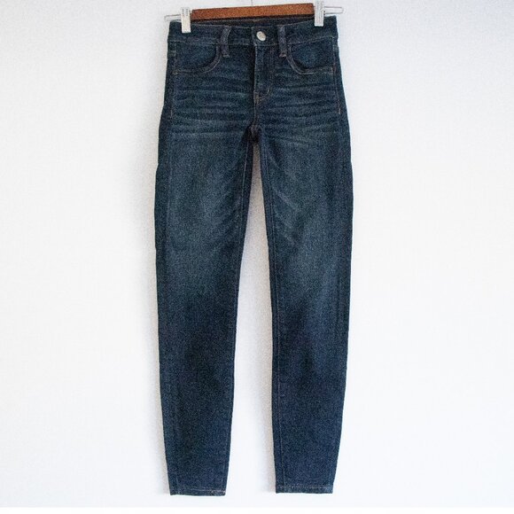 American Eagle Next Level Stretch Denim Jeggings Low Rise Dark Wash Size 00 - Picture 1 of 10